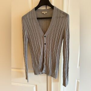 Burberry Light Gray Cable Knit Cardigan